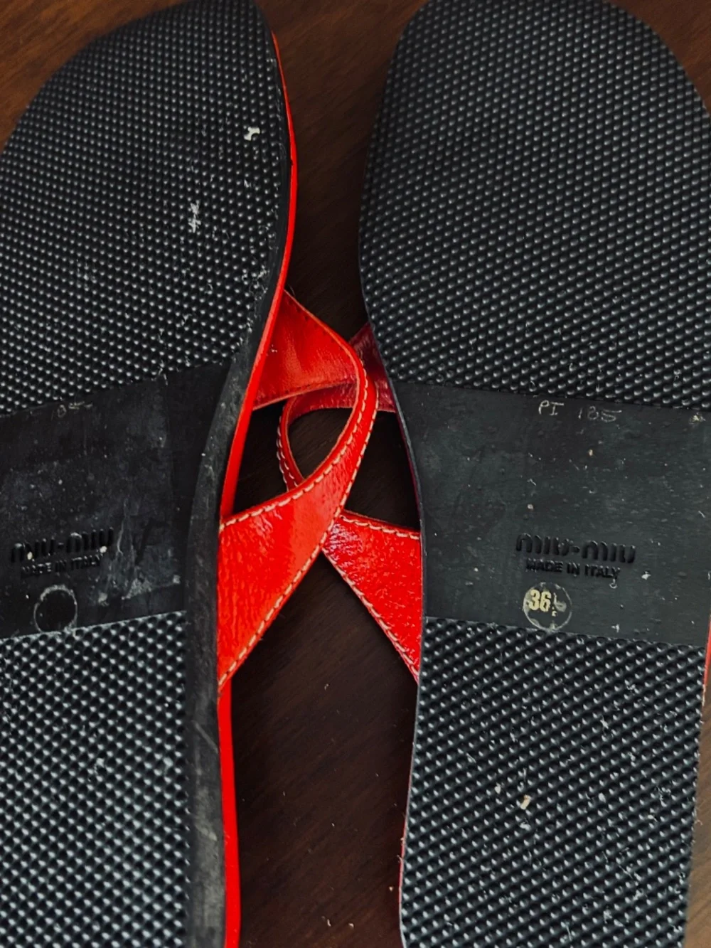 Authentic Miu Miu Red Leather Thong Sandals | Made in Italy | US 6.5
